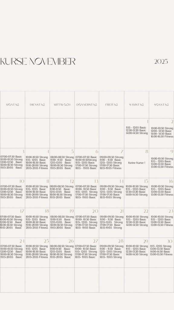 Kursübersicht für November